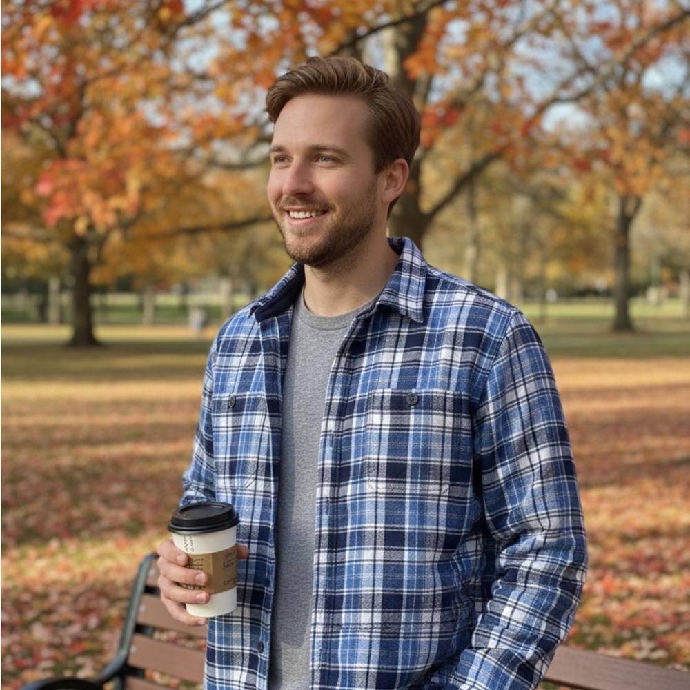 Weatherproof Vintage Navy and White Plaid Shirt
